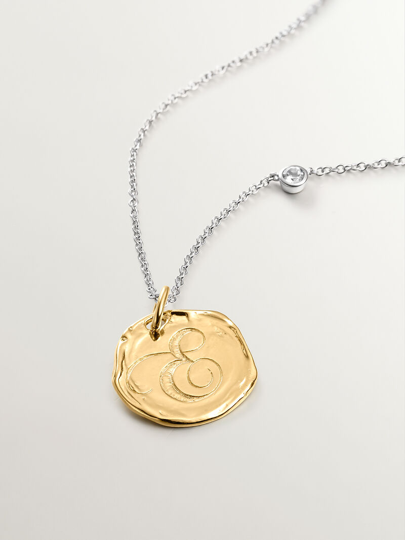 Handcrafted 925 silver charm bathed in 18K yellow gold with the initial E. image number 4