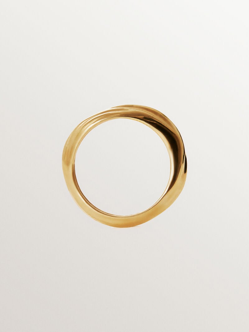 18K yellow gold plated 925 silver ring with texture image number 4