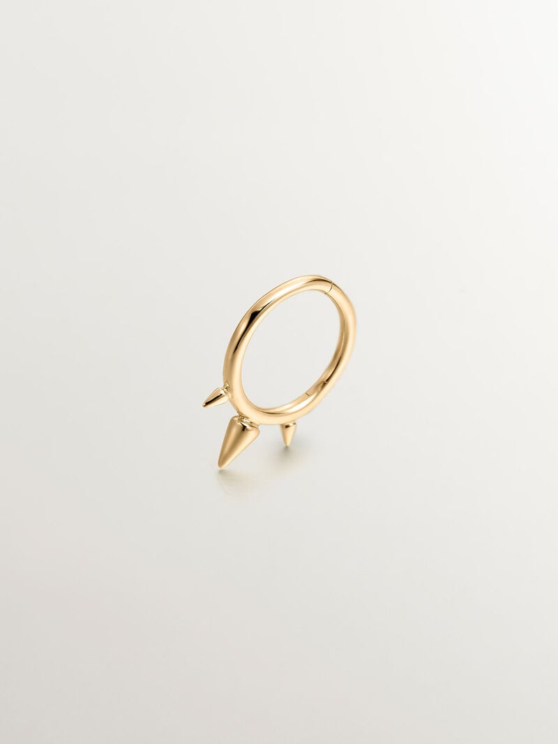 Individual 925 silver earring bathed in 9K yellow gold with spikes image number 0