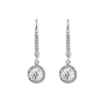 Silver pendant hoop earrings , J01308-01-WT,hi-res