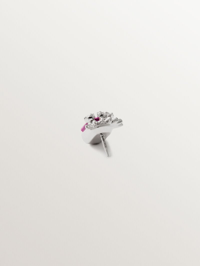 18K white gold piercing with pink sapphire and diamonds image number 2