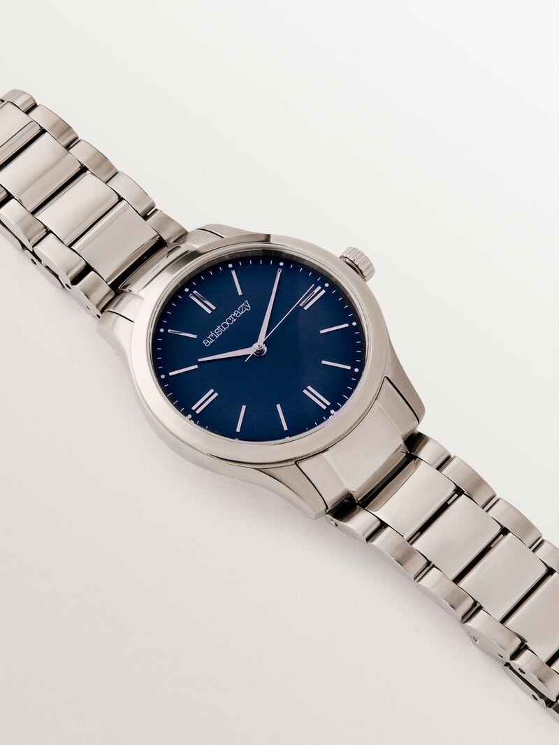 Mitte watch with gray steel strap and blue dial image number 0