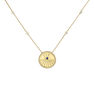 Gold plated chatons medal necklace, J04140-02-WT-LPS
