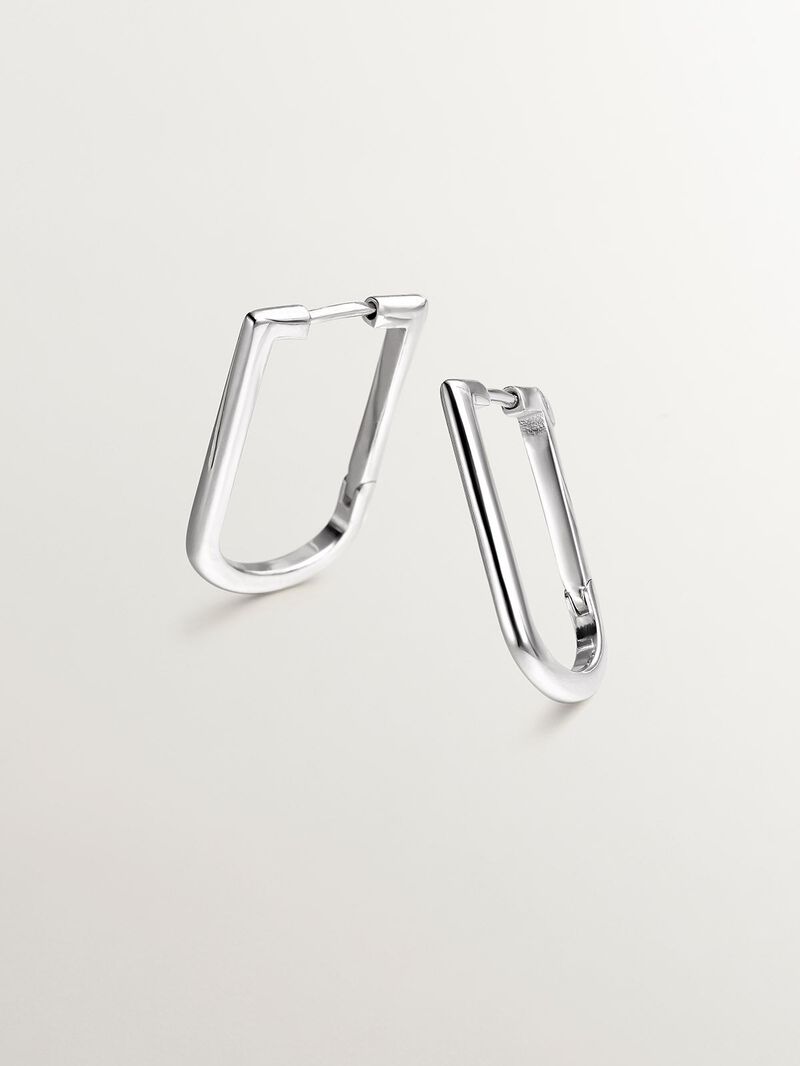 925 silver semi -rectangular ring earrings image number 4