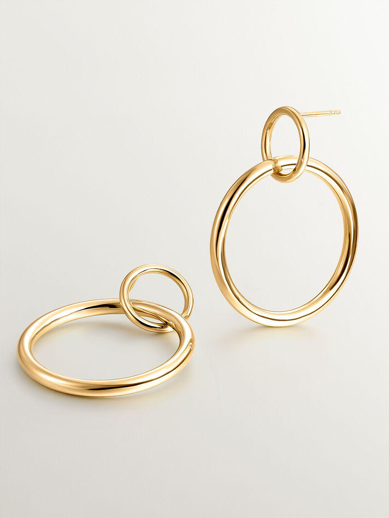 Double hoop earrings in 925 silver coated in 18K yellow gold. image number 2