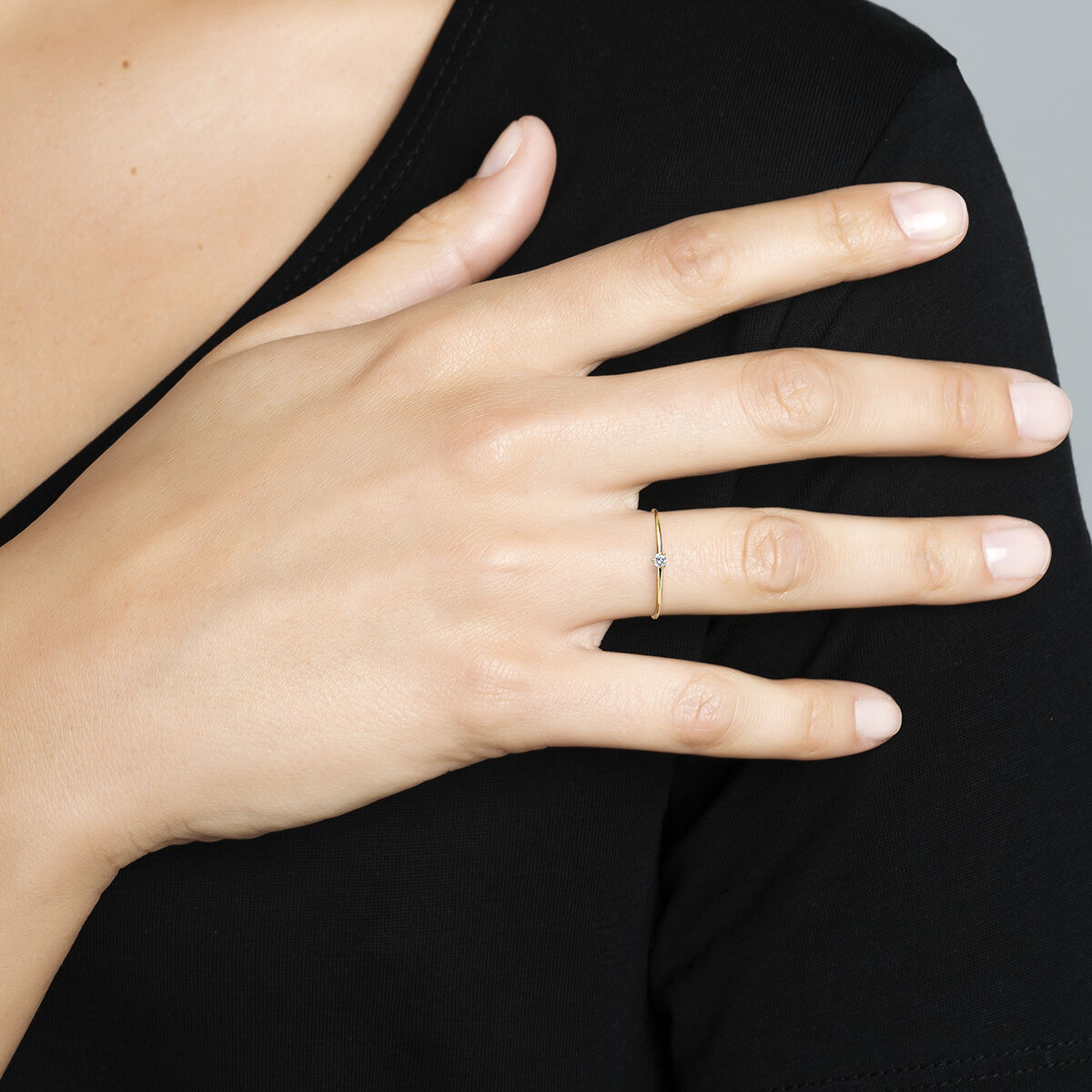 Anillo solitario diamante 0,048 ct oro , J04437-02, hi-res