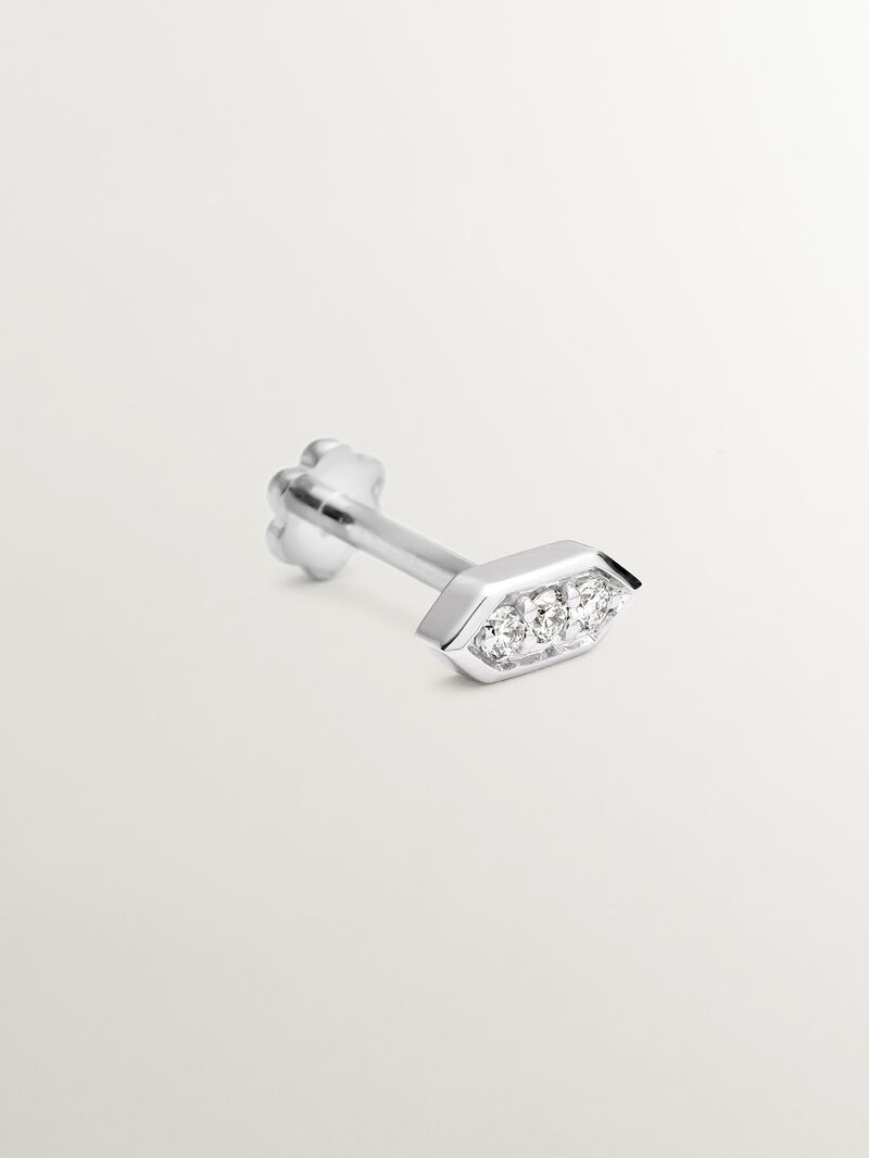 18K White Gold Hexagonal Piercing with Diamonds image number 2
