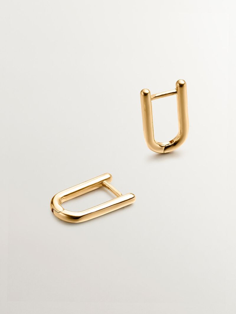 Long silver ring earrings 925 bathed in 18k yellow gold image number 0