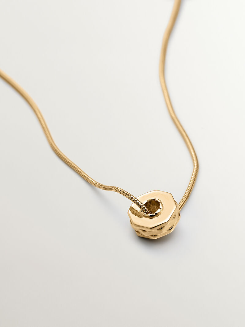 925 silver pendant bathed in 9k yellow gold with bearded links and geometric reason image number 2