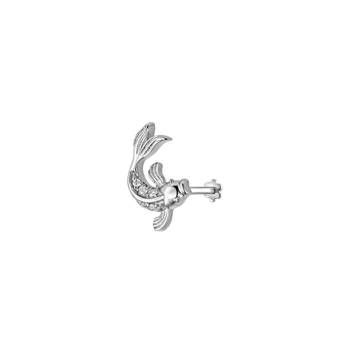 Single fish earring in 18k white gold with diamonds, J05096-01-H-18, hi-res
