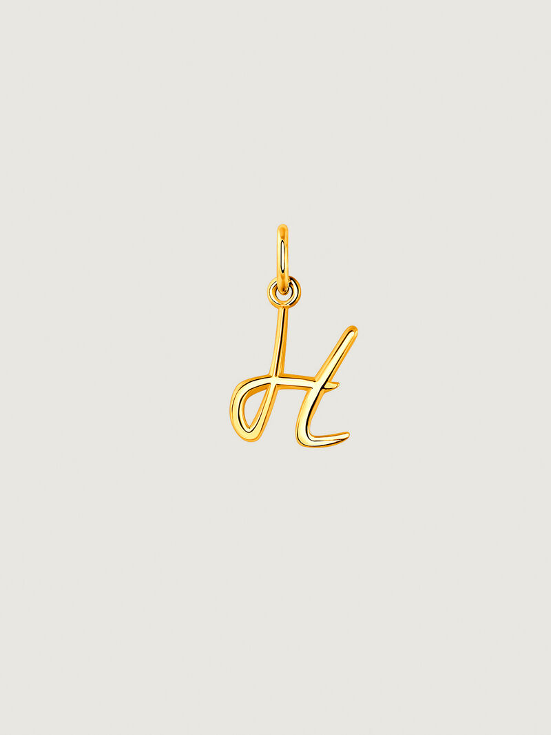 925 Silver charm bathed in 18K yellow gold with initial H image number 0