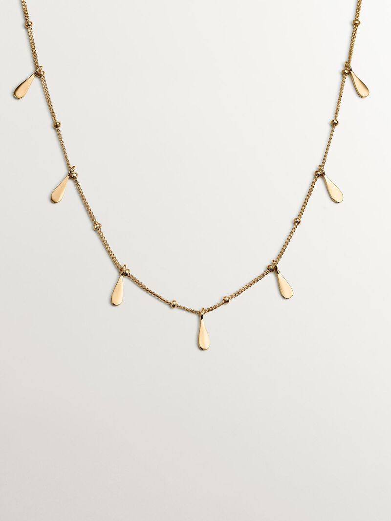 925 Silver necklace bathed in 18K yellow gold with teardrops image number 0