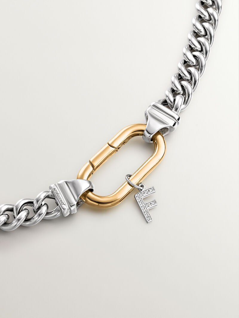 925 Silver Charm with White Topaz Initial F image number 2