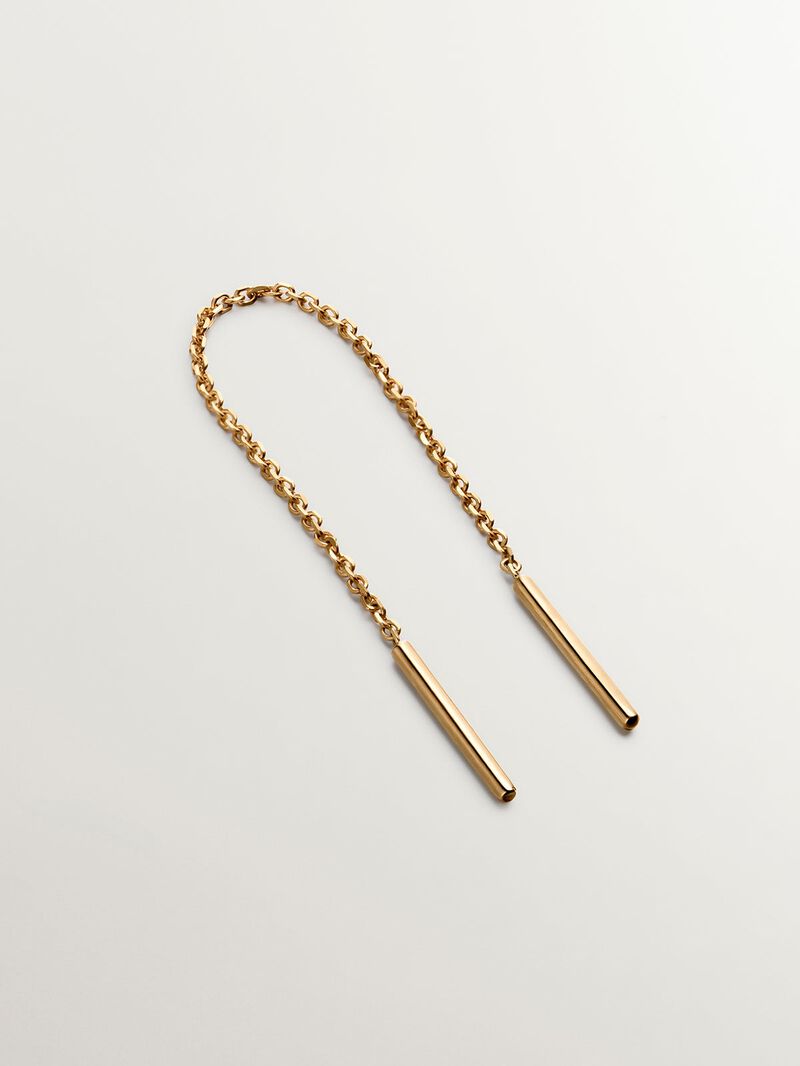 Individual long 9K yellow gold earring with chain image number 0