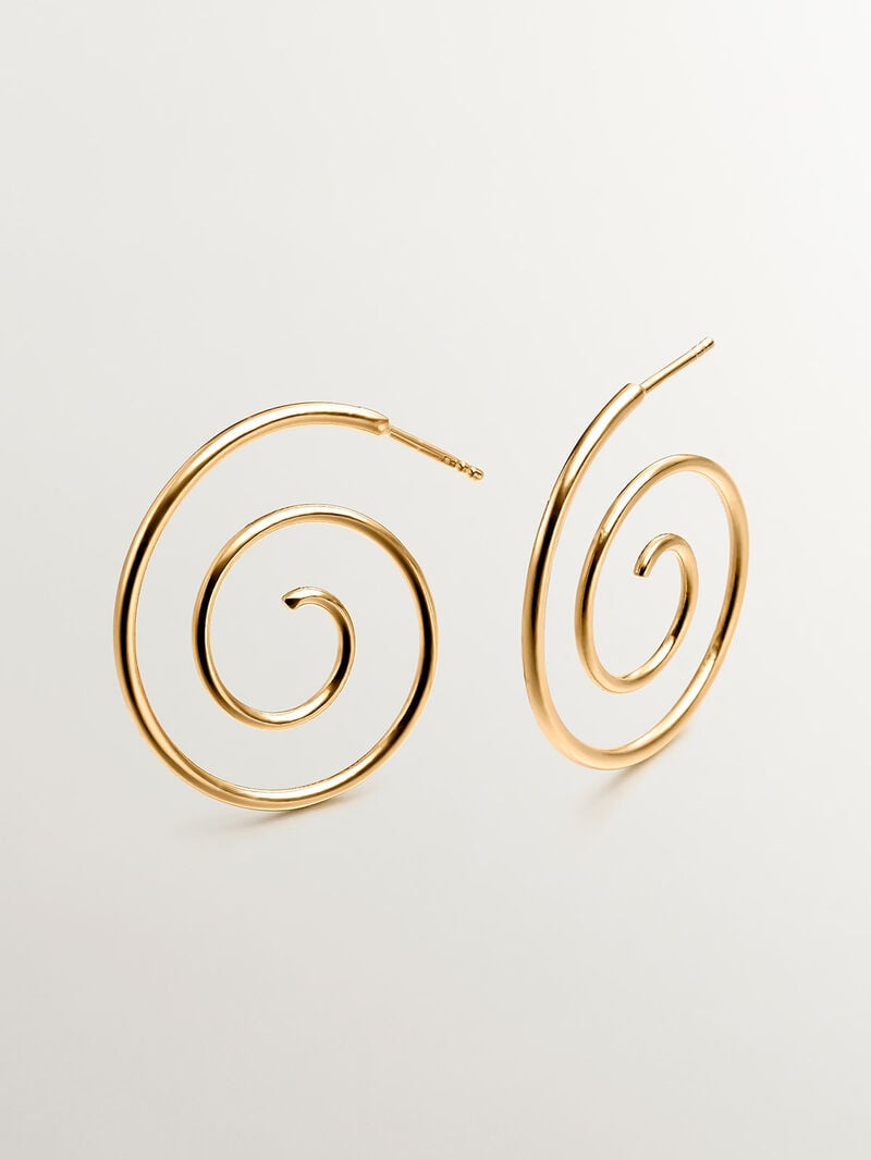Silver spiral earrings 925 bathed in 18k yellow gold image number 4