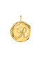 Gold-plated silver R initial medallion charm  , J04641-02-R