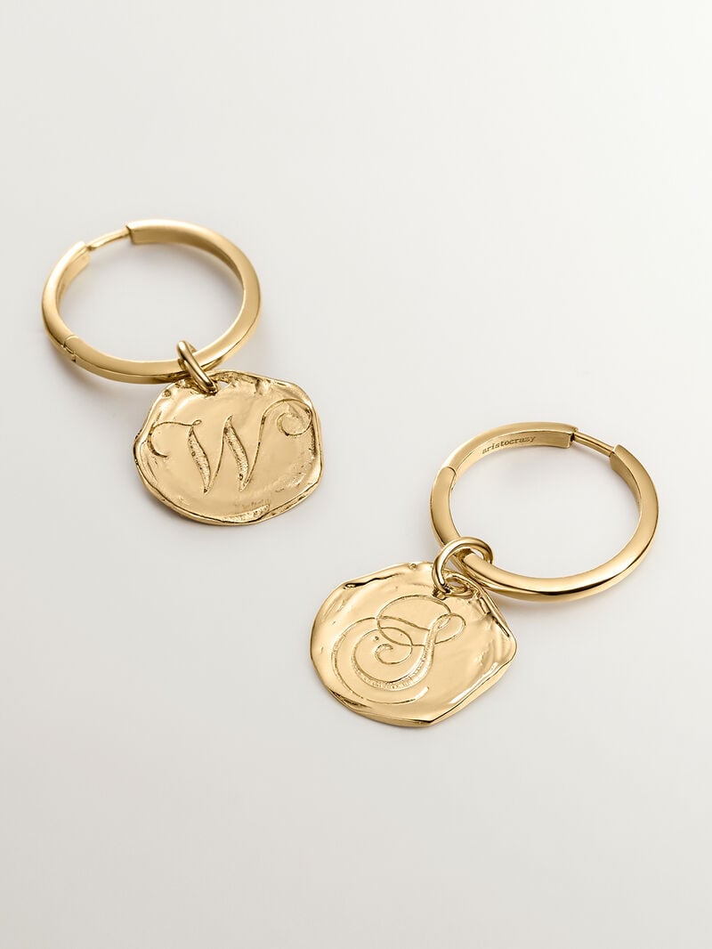 Handcrafted 925 silver charm bathed in 18K yellow gold with initial S image number 1