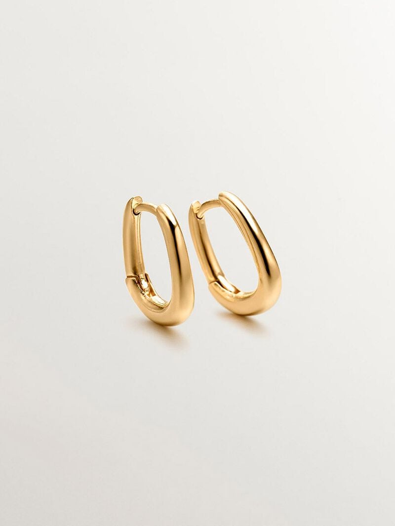Pendientes de aro grueso de plata 925 bañada en oro amarillo de 18K image number 2