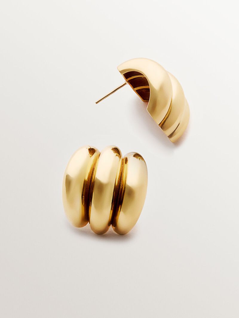 18K yellow gold plated 925 silver triple hoop earrings image number 2