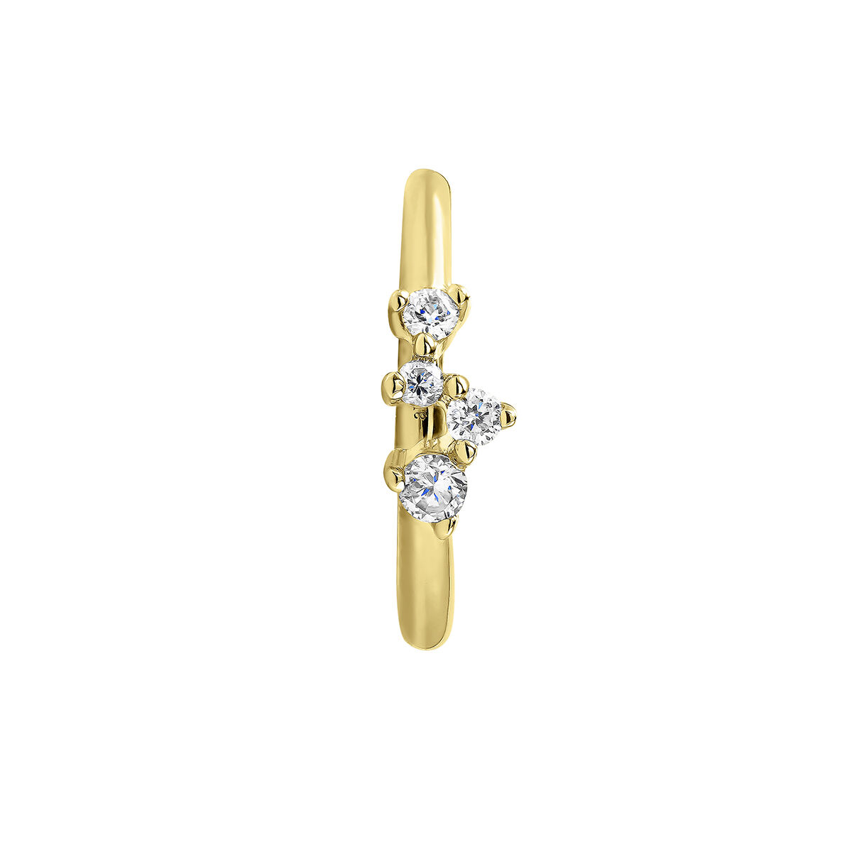 Petite boucle d’oreille créole à l’unité en or jaune 9 ct avec des diamants de 0,035 ct, J04958-02-H, hi-res