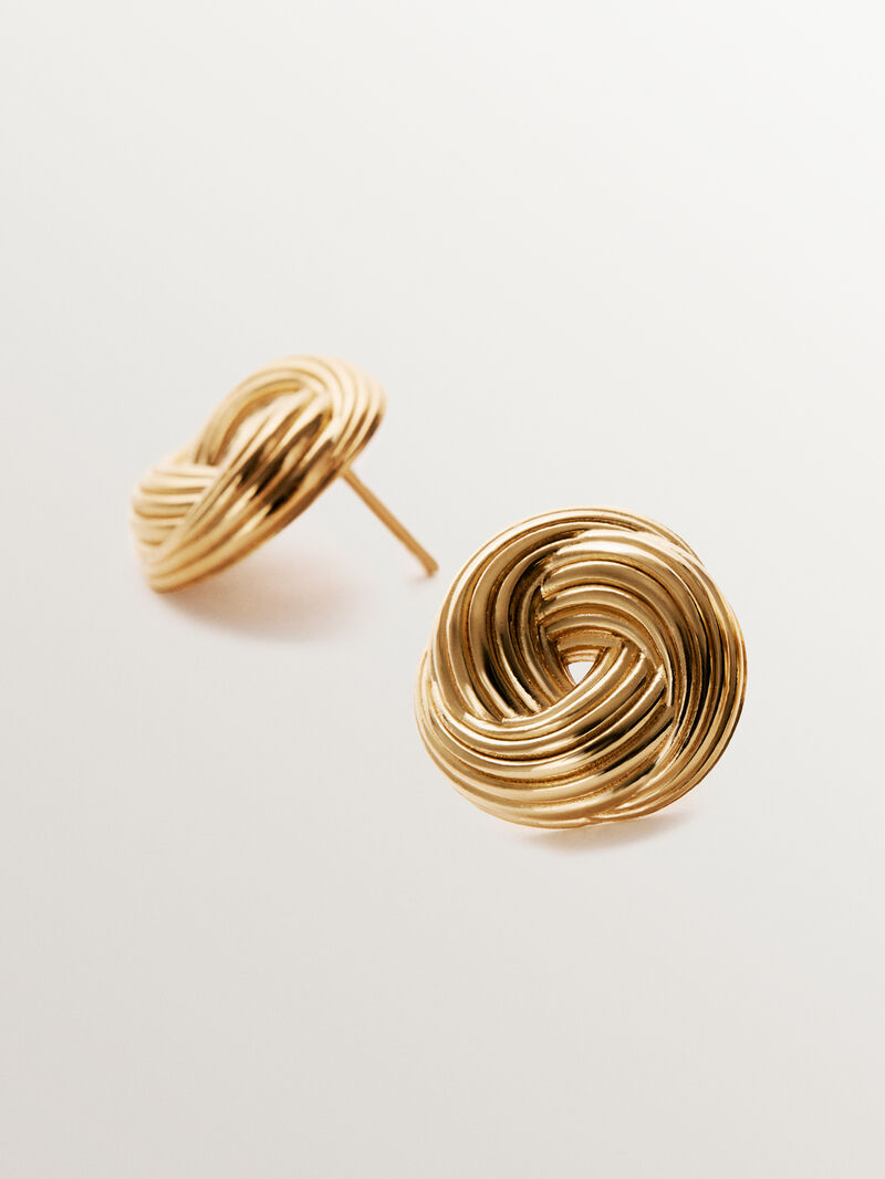 18K yellow gold plated 925 silver earrings with gallon texture image number 2