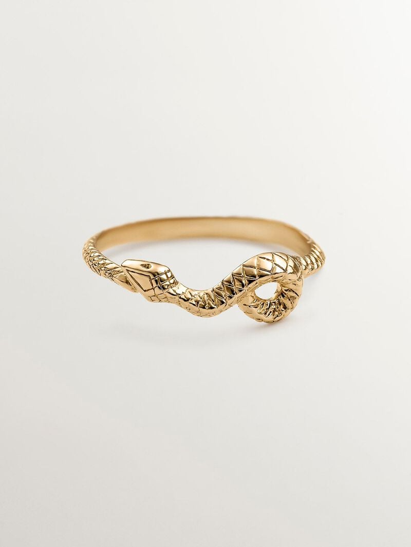 927 Silver ring coated in 18K yellow gold with a snake-shaped design. image number 2