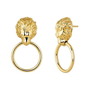Boucles d'oreilles lion argent plaqué or , J04238-02,model
