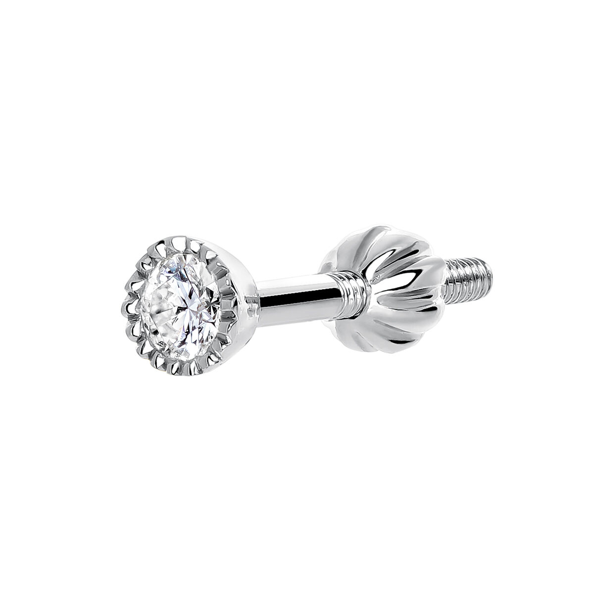 Boucle d’oreille piercing mini diamant or blanc 0,068 ct , J03550-01-H, hi-res