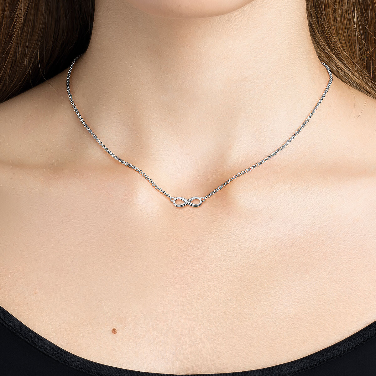 Silver infinity necklace , J01248-01, hi-res