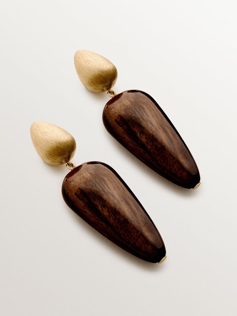 18K yellow gold plated 925 silver earrings with ebony image number 0