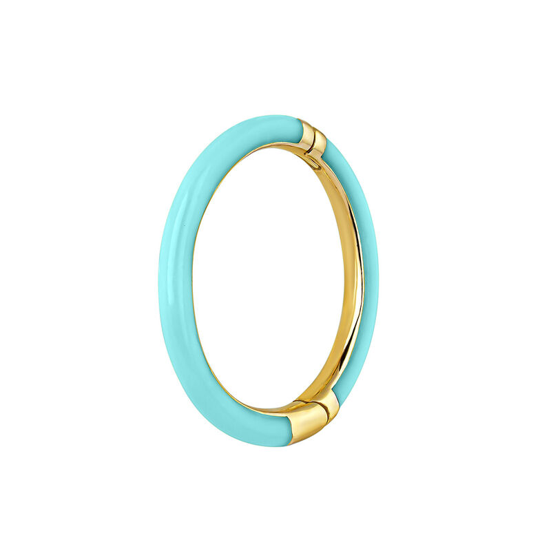 Large 9kt gold turquoise enamel hoop earring, J03844-02-H-TURENA, hi-res