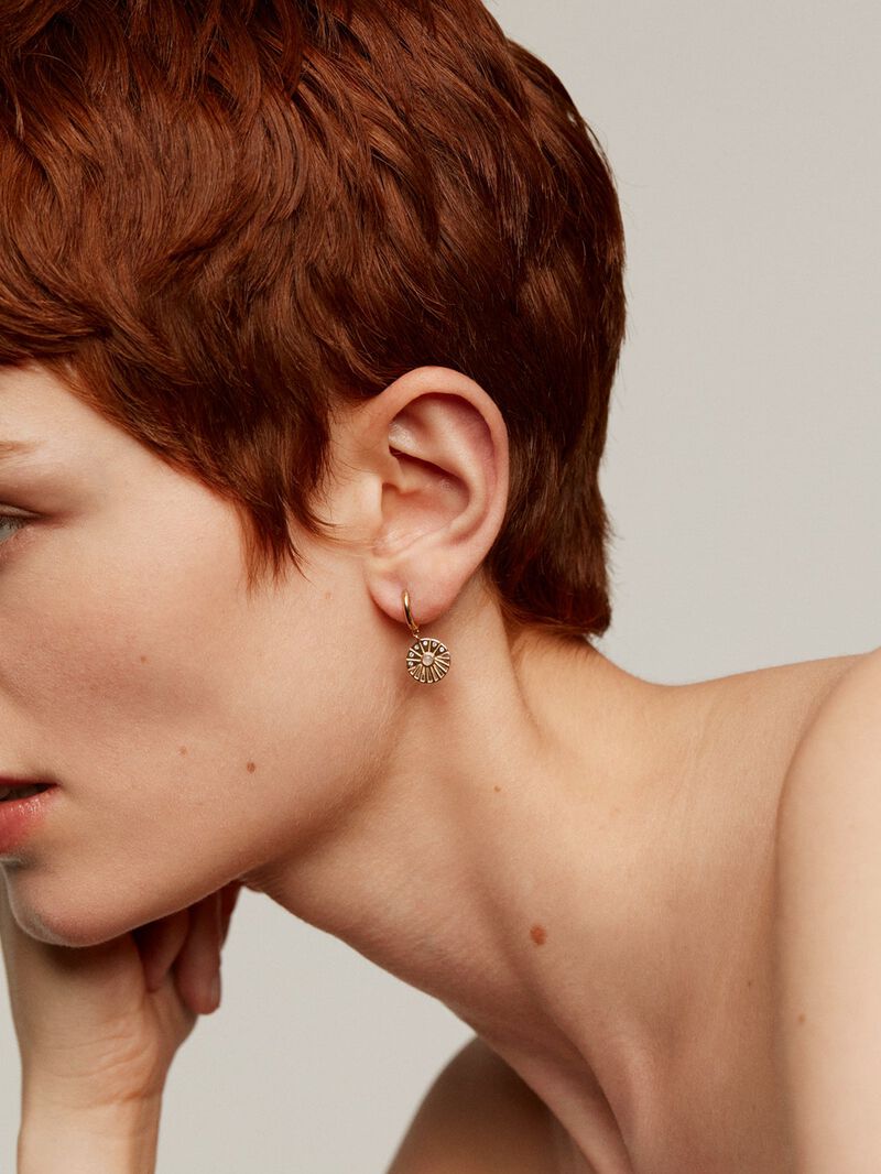 925 silver earrings bathed in 18K yellow gold with white topaz and moonstone. image number 1