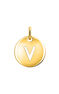 Gold-plated silver V initial medallion charm  , J03455-02-V