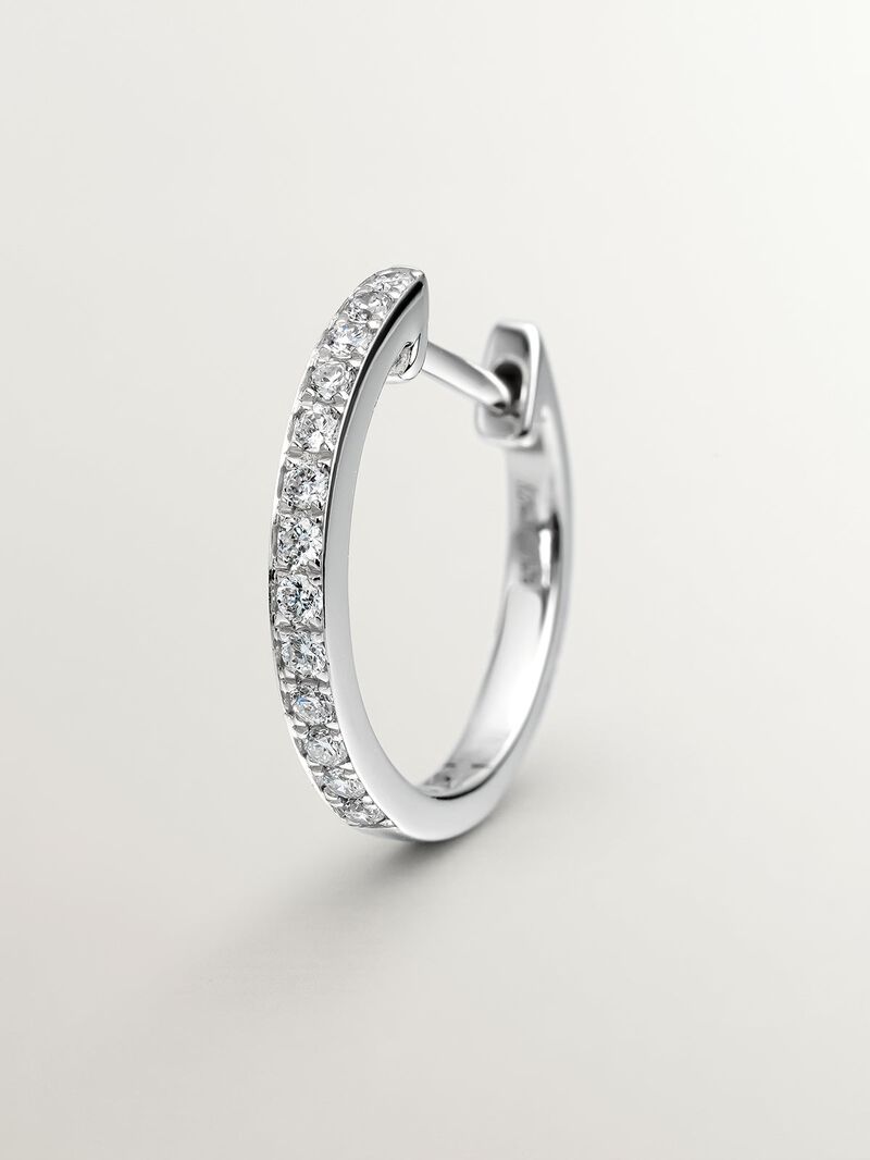 18K white gold single hoop earring with brilliant-cut diamond image number 4