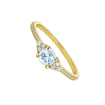 Gold plated silver skyblue topaz and gray diamonds ring , J04803-02-SKY-GD,hi-res