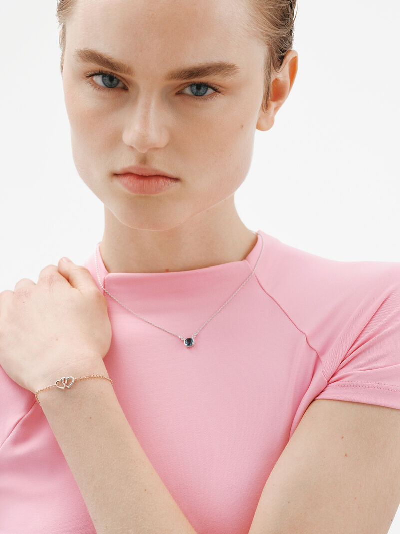 925 Silver bracelet and 925 silver bathed in 18K rose gold with a heart image number 5