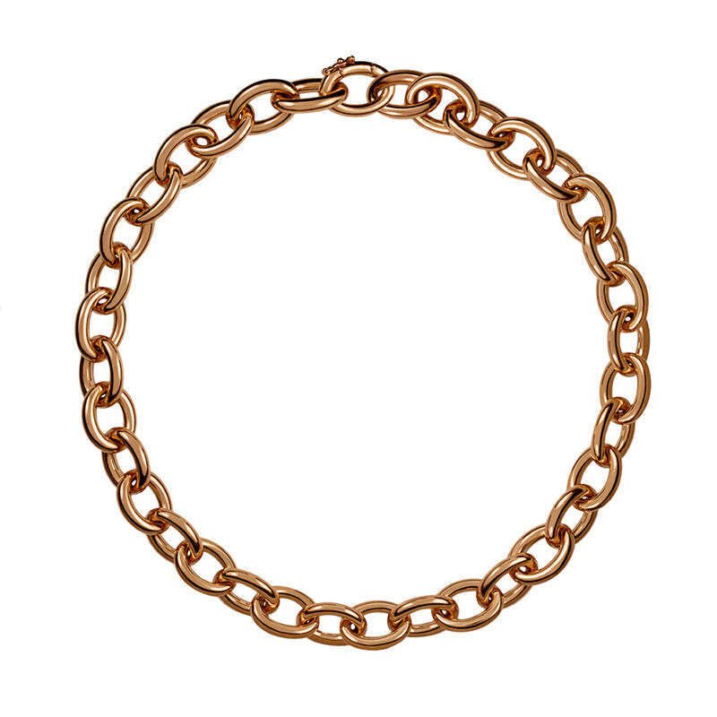 Mini rose gold oval link necklace , J00906-03, hi-res