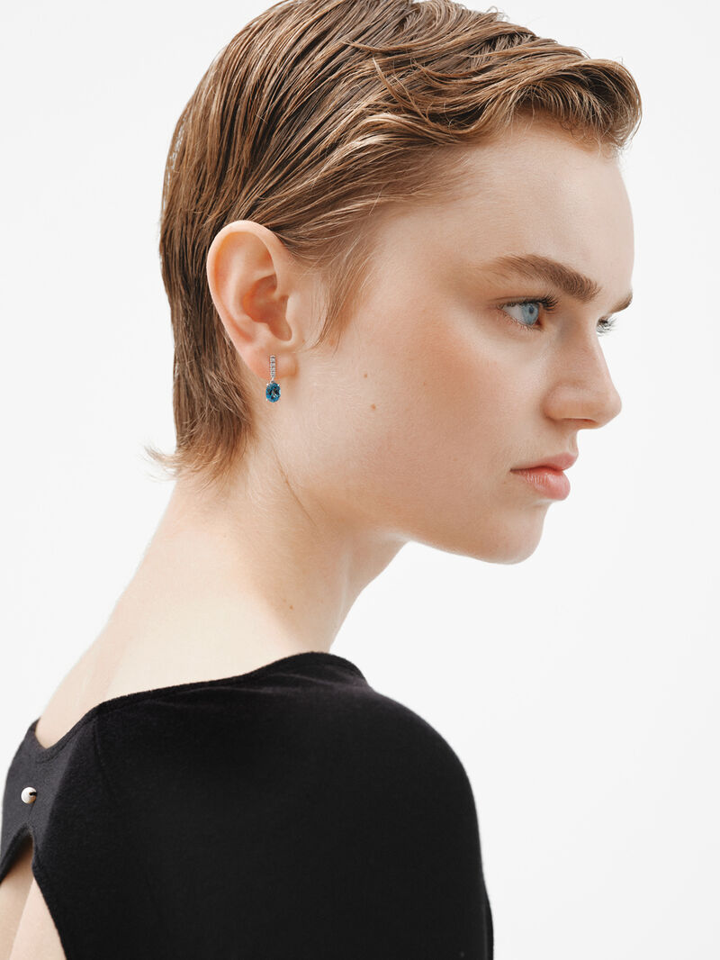 925 Silver Earrings with White and London Blue Topaz image number 5