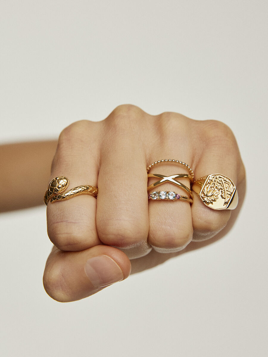Gold ring with spheres , J03853-02, hi-res