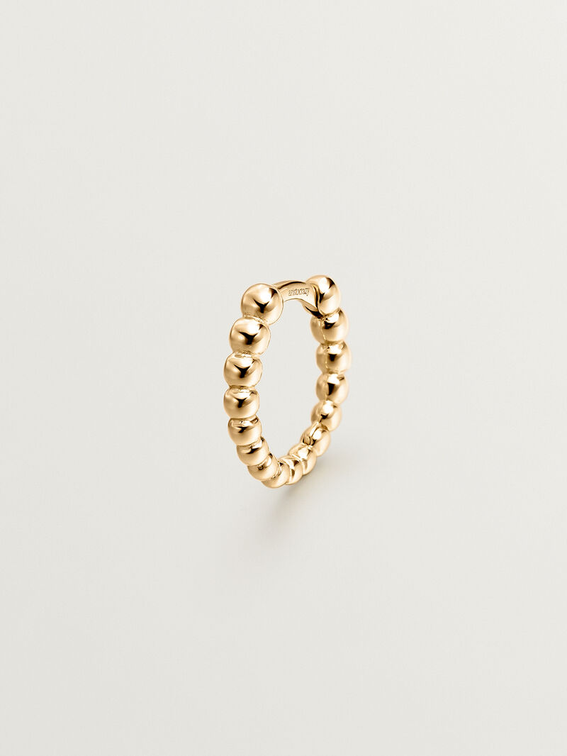 Small individual 9K yellow gold hoop earring with tiny balls. image number 0