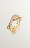 Triple crossed ring in 18k gold-plated sterling silver with white topazes and rhodolites, J04989-02-RO-WT