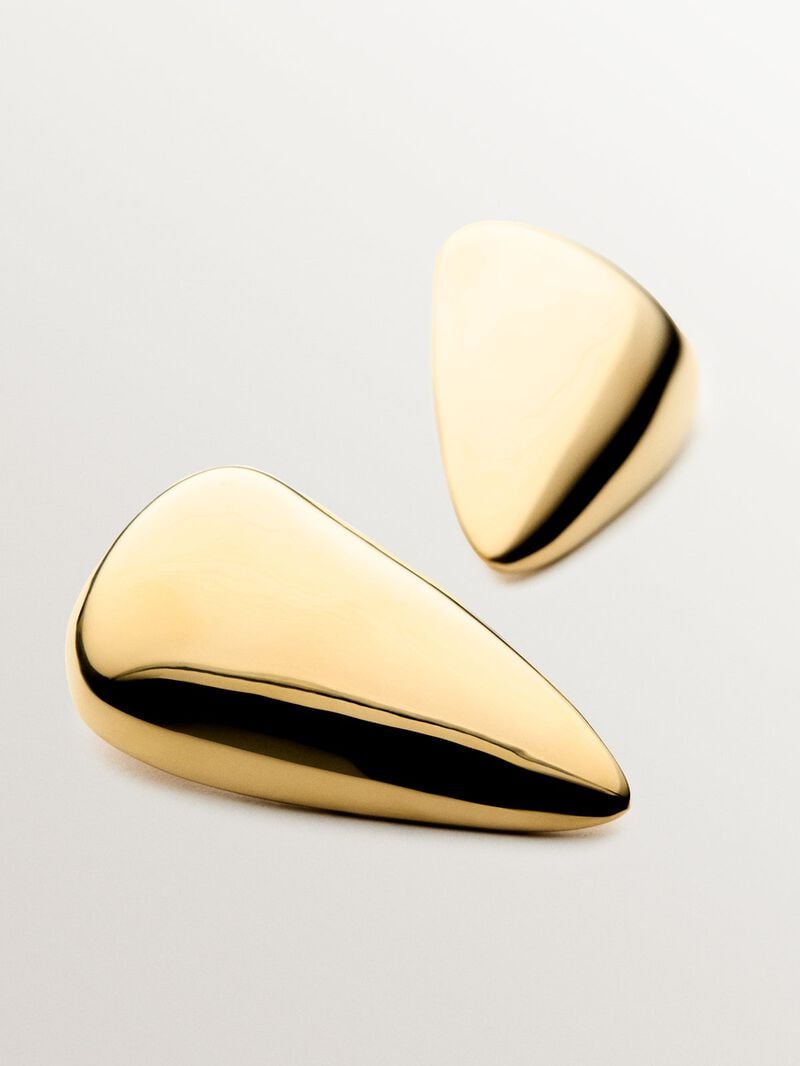 Large drop earrings in 18K yellow gold plated 925 silver with polished effect image number 4