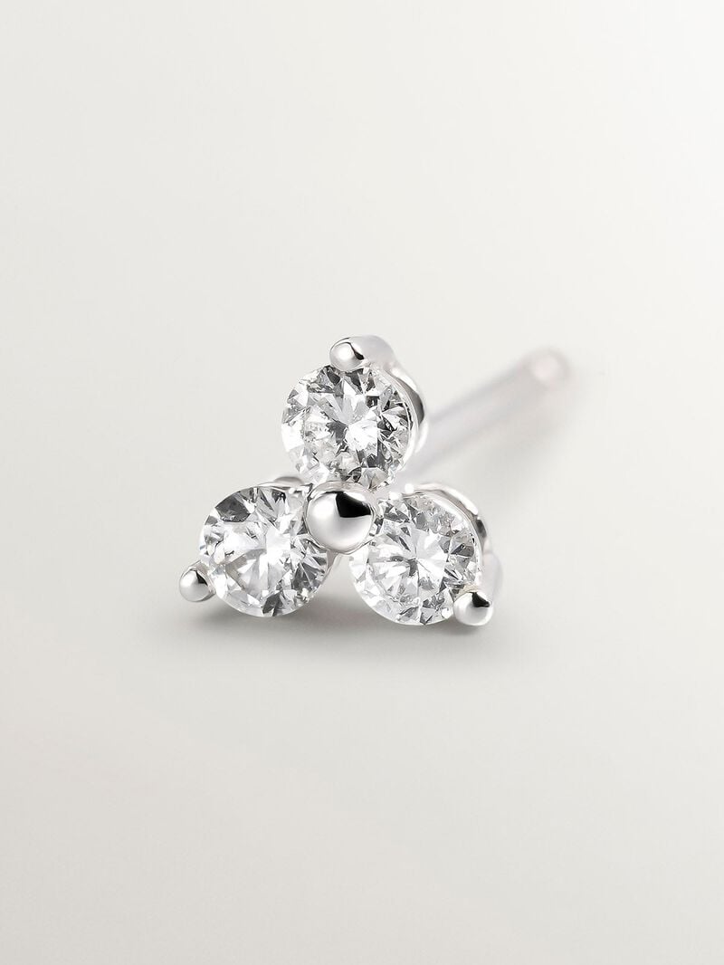 18K Gold Diamond Clover Single Earring image number 2