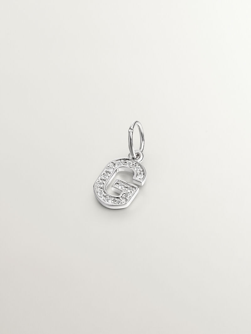 925 Silver Charm with White Topaz Initial G image number 0