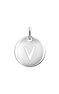 Silver V initial medallion charm  , J03455-01-V