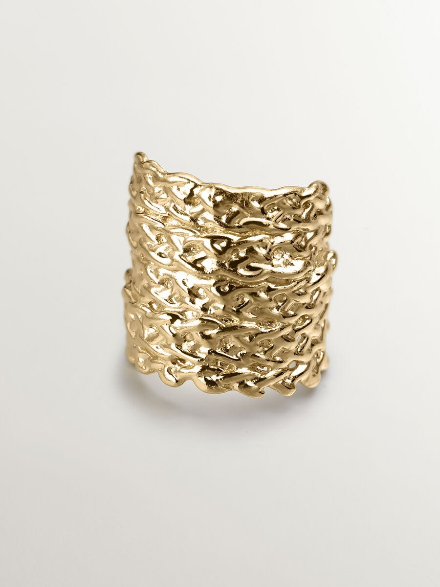 Gold plated wicker ring , J04412-02, hi-res