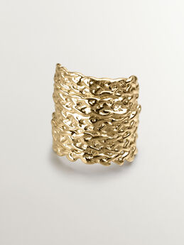 Gold plated wicker ring , J04412-02, mainproduct