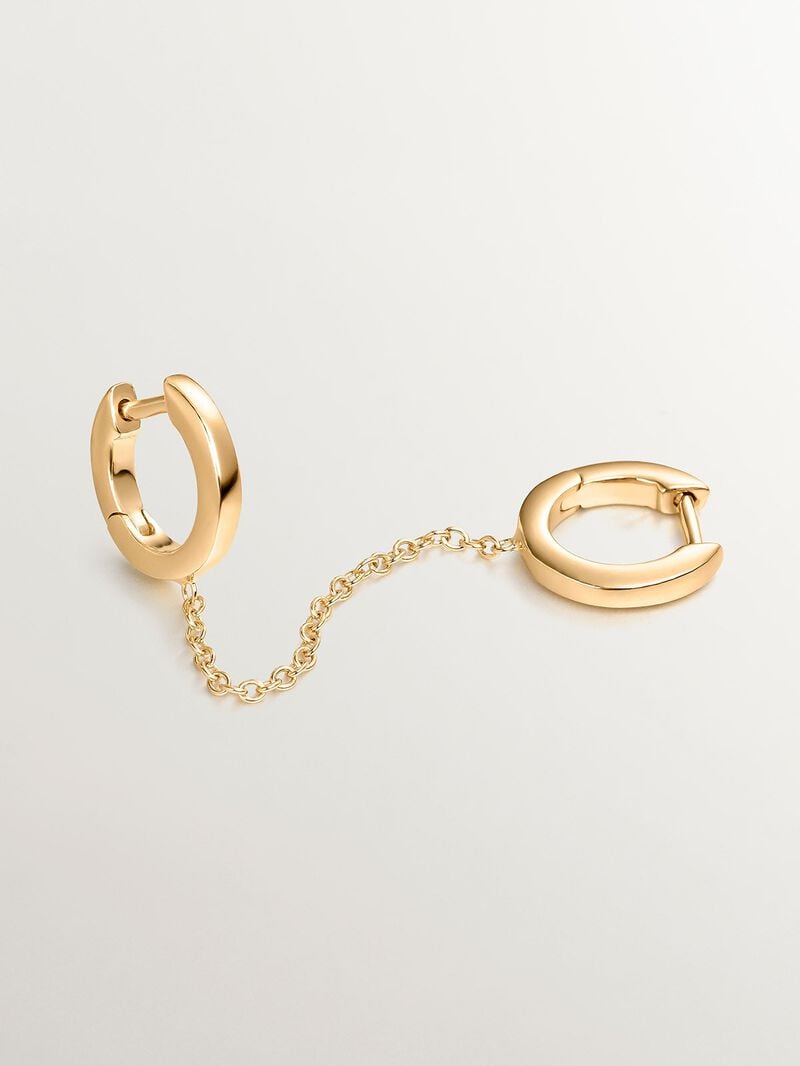 Individual climbing earring made from 925 silver, bathed in 18K yellow gold with a double hoop. image number 2