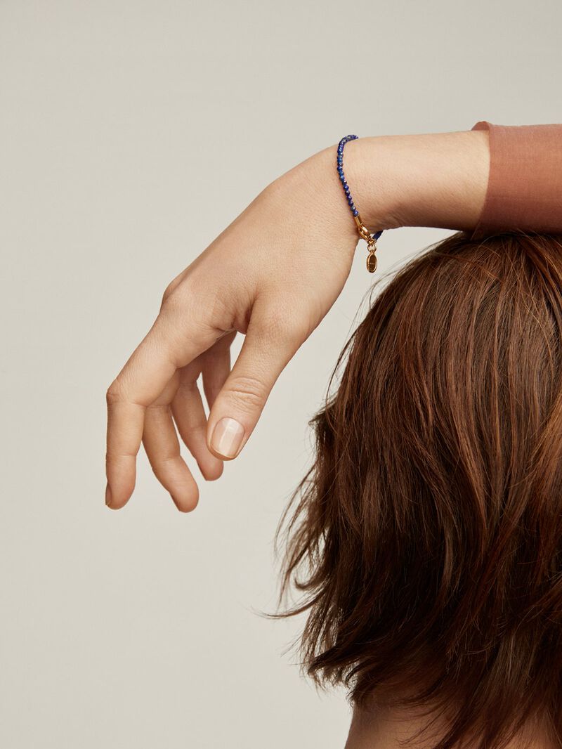 925 Sterling Silver bracelet plated in 18K Yellow Gold with Lapis Lazuli image number 3