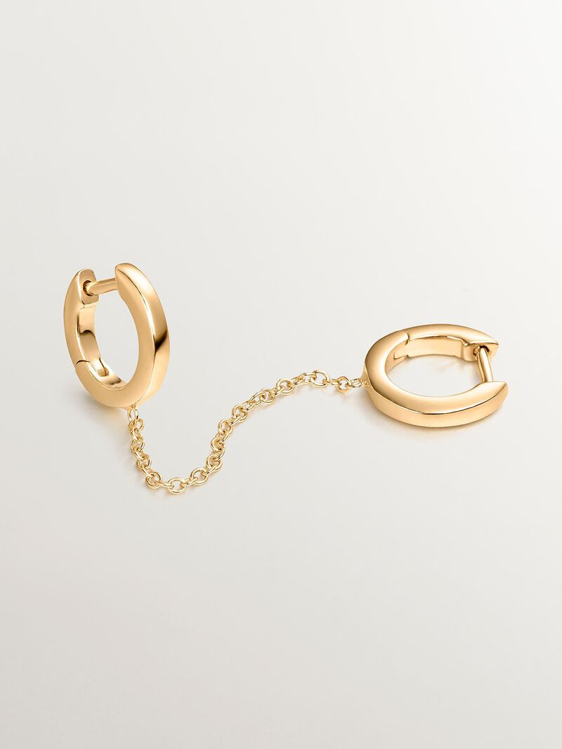 Individual climbing earring made from 925 silver, bathed in 18K yellow gold with a double hoop. image number 2